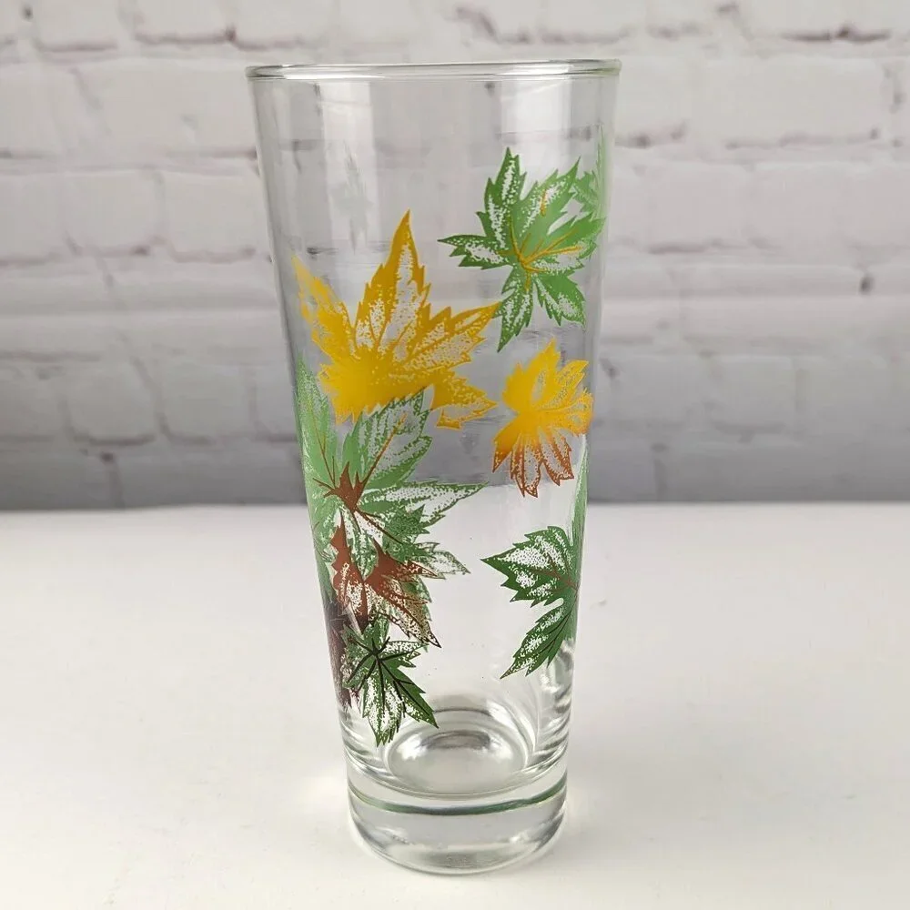 Vintage 50s Maple Leaves Highball Glass